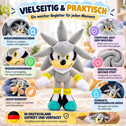 Colección de erizos Wiztex Silver, peluche de 28 cm