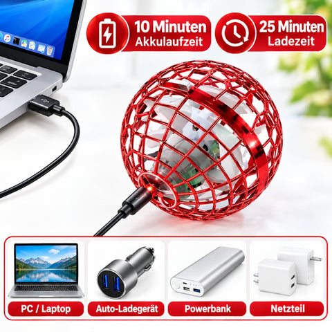 Flynova Pro Bola voladora con mando a distancia, pelota flotante de mano (rojo)