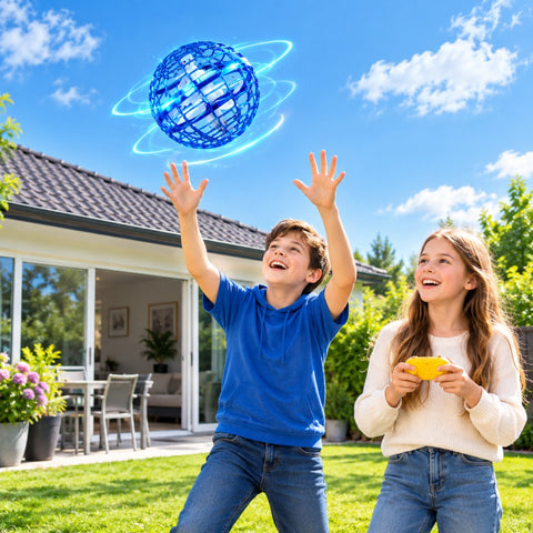 Flynova Pro Bola voladora con control remoto, esfera flotante de mano (azul)