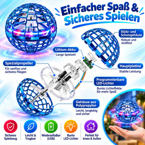 Flynova Pro Bola voladora con control remoto, esfera flotante de mano (azul)