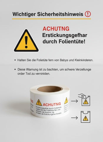 Wichtiger Sicherheitshinweis
ACHUTNG
Erstickungsgefhar durch Folientüte!
!