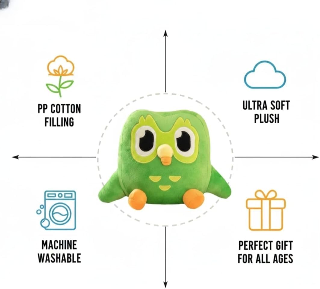 Duolingo Grüne Eule Plüschtier - Wiztex.de