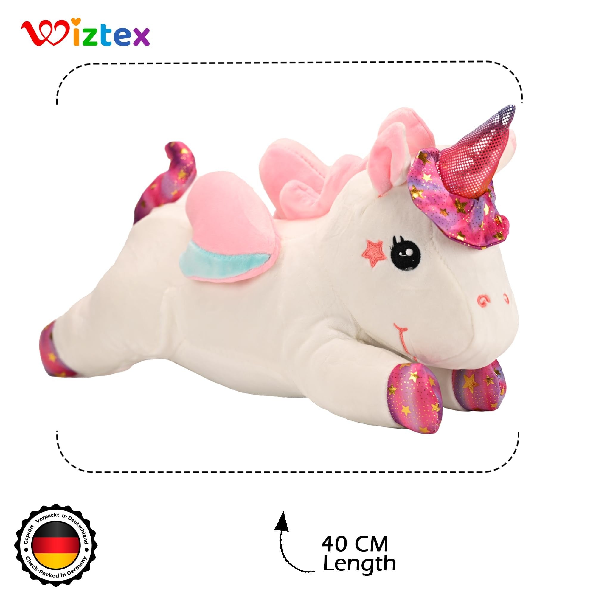 Einhorn Plüschtier 40 cm Geschenk für Kinder Weiß - Wiztex.de