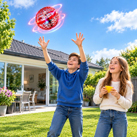 Flynova Pro Bola voladora con mando a distancia, pelota flotante de mano (rojo)