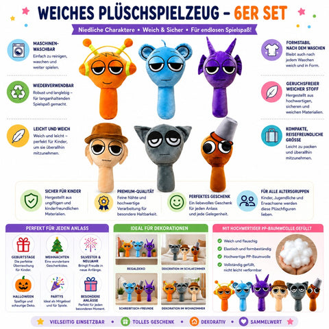 Sprunki Plüschtier (Mehrfarbig Set 6, 6er-Pack)
