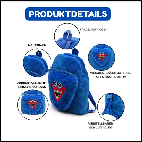 Hagi Wagi Playtime Horror Plüschrucksack Blauer Monster-Rucksack