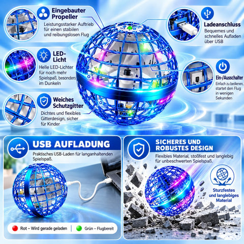 Flynova Pro Bola voladora con control remoto, esfera flotante de mano (azul)