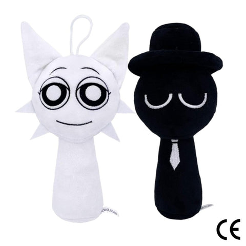 Sprunki Plüschtier (Schwarz-Weiß-Set, 2er-Pack)