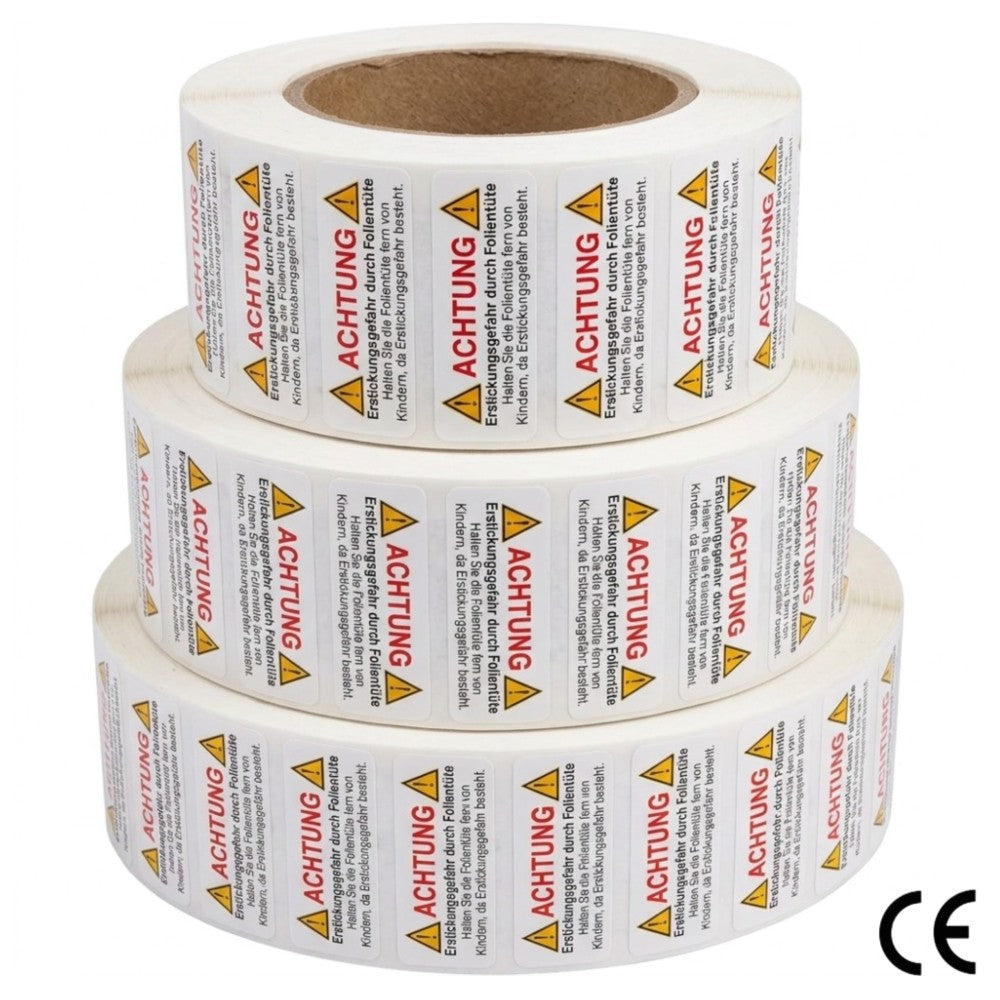 Warnaufkleber gegen Erstickungsgefahr – 45 mm x 15 mm, selbstklebend