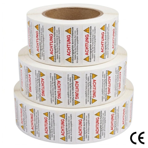 Warnaufkleber gegen Erstickungsgefahr – 45 mm x 15 mm, selbstklebend