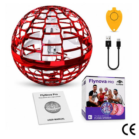 Flynova Pro Bola voladora con mando a distancia, pelota flotante de mano (rojo)