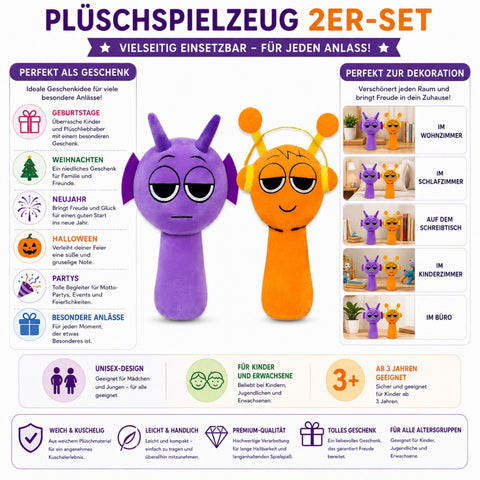 Sprunki Plüschtier (Lila-Orange Set 2, 2er-Pack)