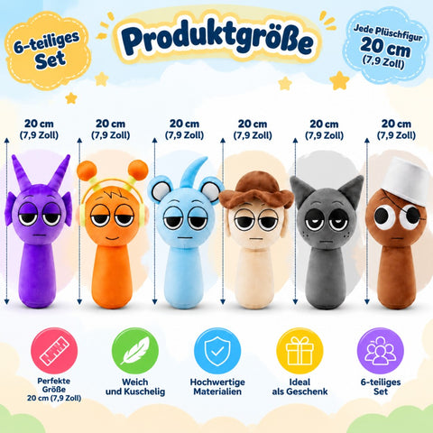 Sprunki Plüschtier (Mehrfarbig Set 6, 6er-Pack)