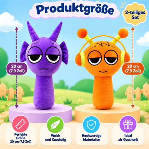 Peluche Sprunki (set morado-naranja 2, paquete de 2)