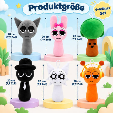 Sprunki Plüschtier (Schwarz-Weiß Set 6, 6er-Pack)