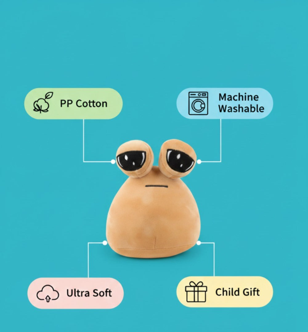 Pou Plüschtiere Kollektion Beige Sad Pou Plüschtier - Wiztex.de