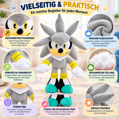 Colección de erizos Wiztex Silver, peluche de 28 cm