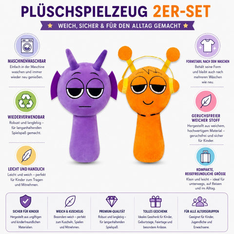 Sprunki Plüschtier (Lila-Orange Set 2, 2er-Pack)
