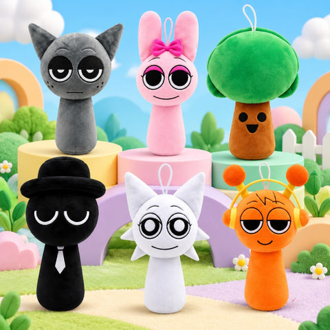 Sprunki Plüschtier (Schwarz-Weiß Set 6, 6er-Pack)