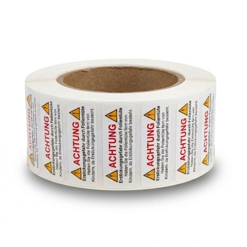 Warnaufkleber gegen Erstickungsgefahr – 45 mm x 15 mm, selbstklebend