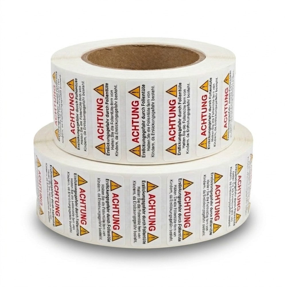 Warnaufkleber gegen Erstickungsgefahr – 45 mm x 15 mm, selbstklebend 2500