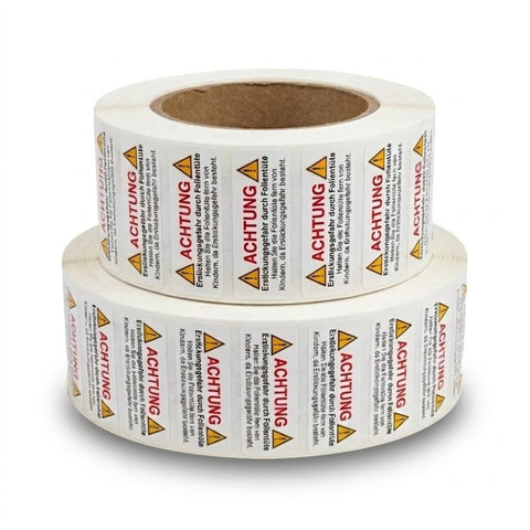 Warnaufkleber gegen Erstickungsgefahr – 45 mm x 15 mm, selbstklebend 2500