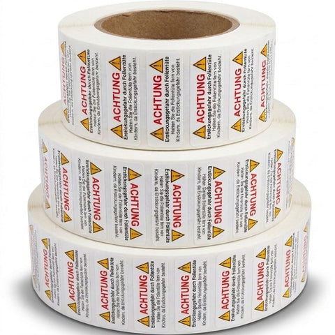 Warnaufkleber gegen Erstickungsgefahr – 45 mm x 15 mm, selbstklebend 5000