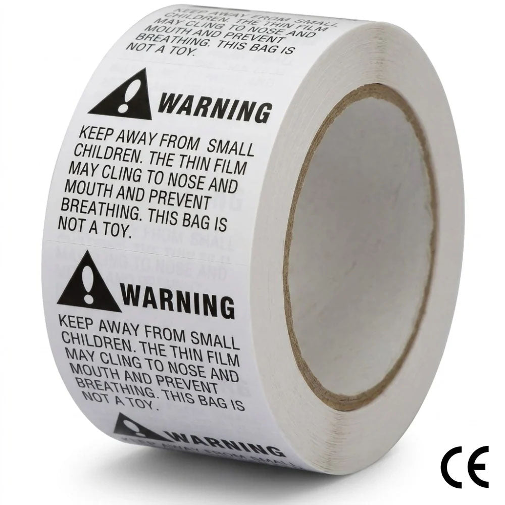 Erstickungswarnband-Etiketten – 45mm x 45mm selbstklebender Aufkleber
