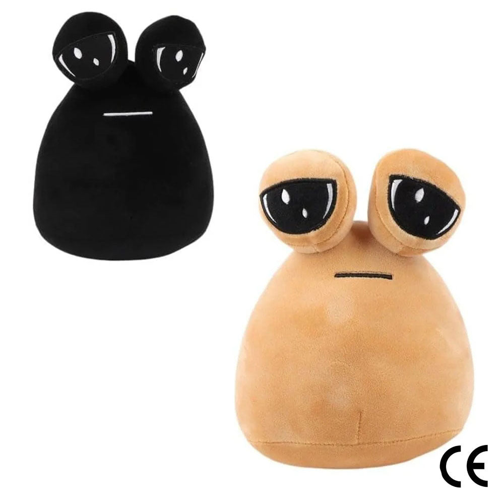 Pou Plush Toy Collection 2-Pcs Pou Set (Black and Beige)
