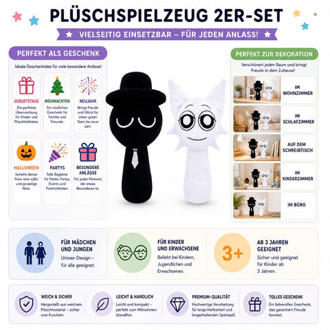 Sprunki Plüschtier (Schwarz-Weiß Set 6, 6er-Pack)