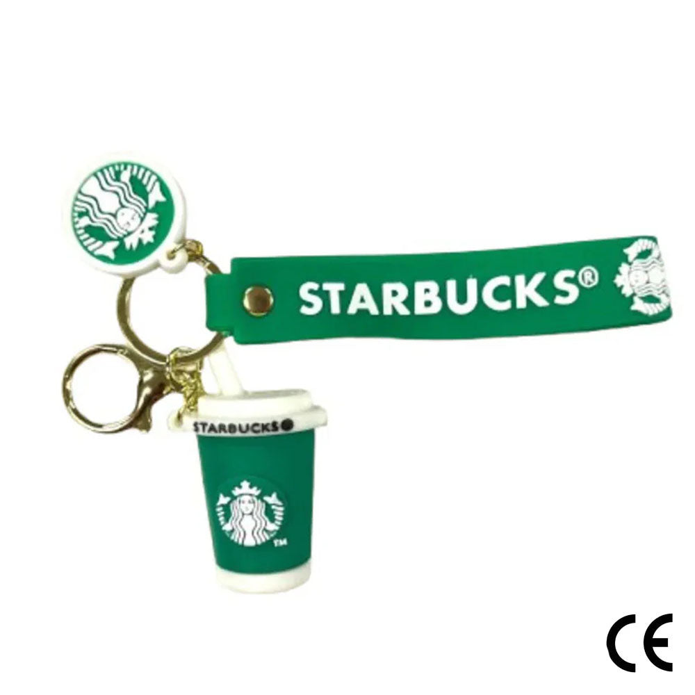 Starbucks Glass Rubber Keychain Green Glass