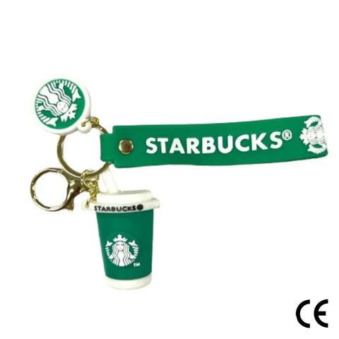 Starbucks Glass Rubber Keychain Green Glass