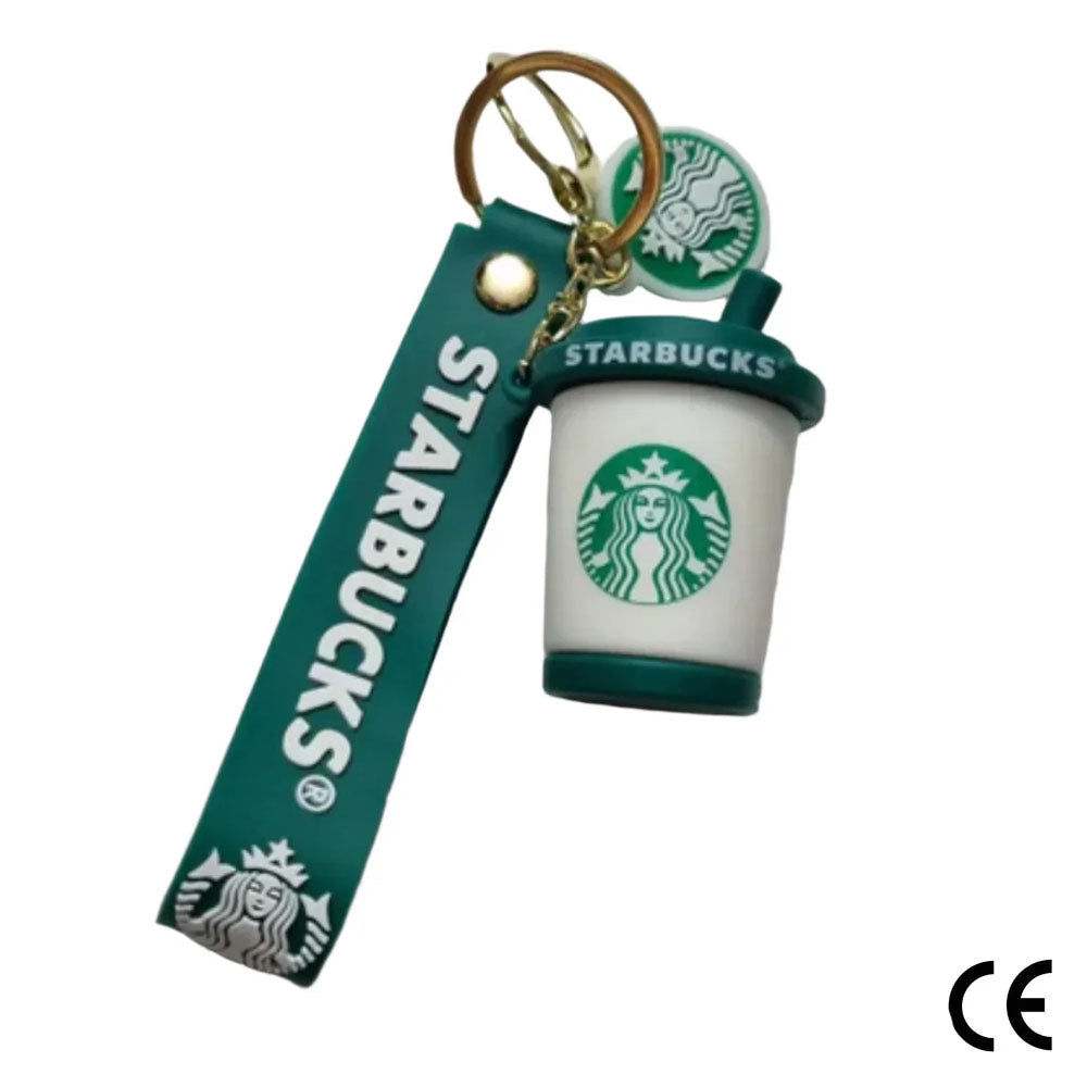 Starbucks Glass Rubber Keychain White Glass