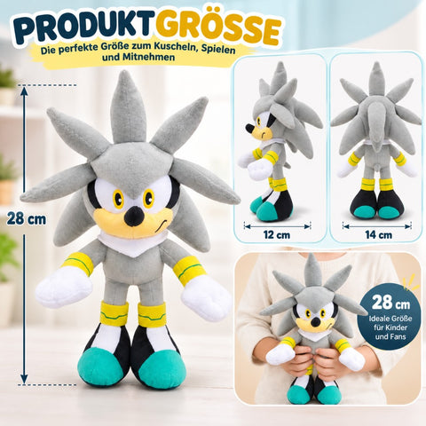 Colección de erizos Wiztex Silver, peluche de 28 cm
